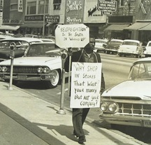 African-American protestor on Main Street, Columbia
