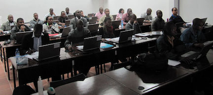 Students taking Dr. Heinze's class in Mozambique